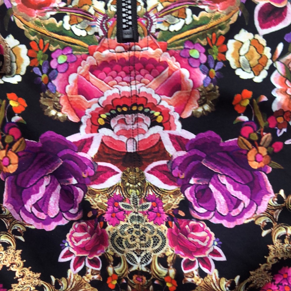 Camilla Long Sleeve Floral Print One-Piece Swimsuit in Black and Pink Size M - Picture 14 of 16